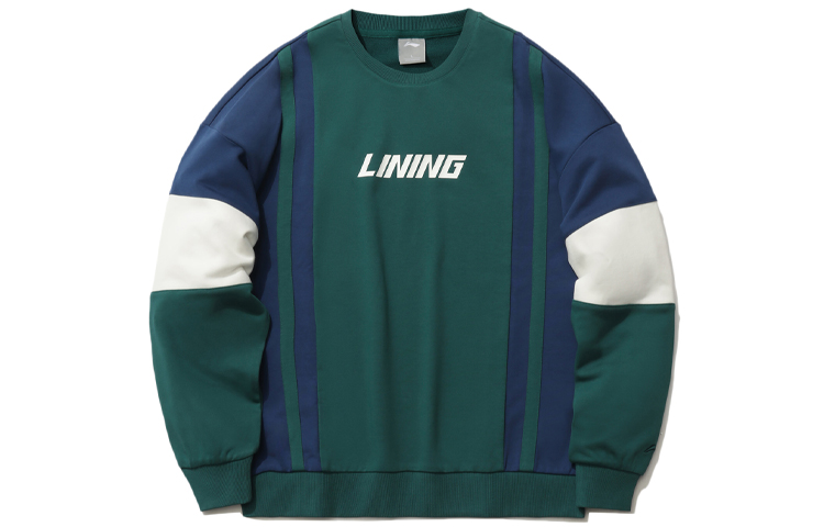 Li-Ning Sport Style Logo Print Colorblock Crewneck Sweatshirt Green (Men’s) AWDR517-3