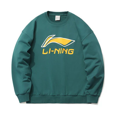 Li-Ning Sport Style Logo Print Loose Crewneck Sweatshirt Ocean Blue AWDR369-1