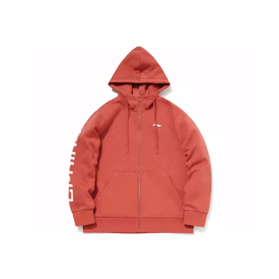 Li-Ning Sports Casual Fleece Hoodie Caramel Brown Logo Knit Sweatshirt AWDPD23-15