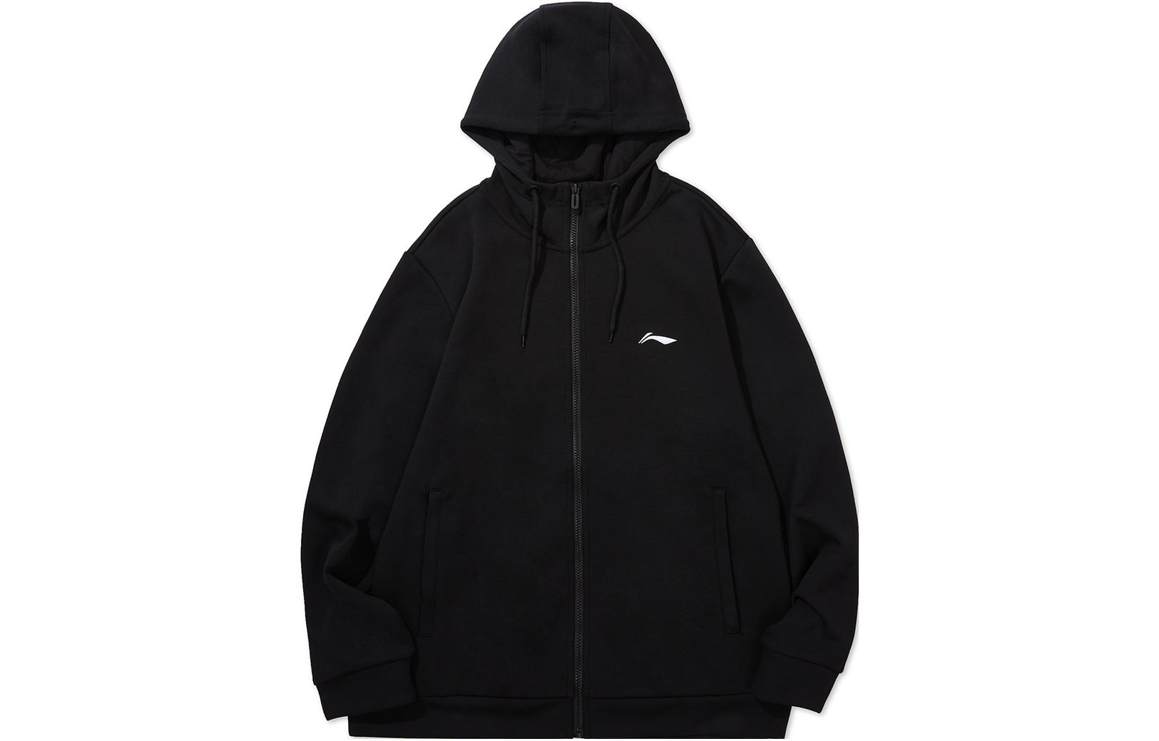 Li-Ning Sports Casual Hoodie Jacket Black Running Training Outerwear AWDTD73-1