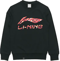 Li-Ning Sports Casual Pullover Sweater Large Logo Black Long Sleeve AWDR607-2 Li-Ning Sports Casual Pullover Sweater Large Logo Black Long Sleeve AWDR607-2