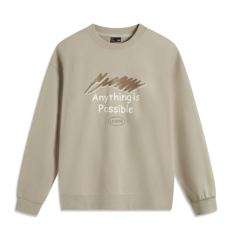 Li-Ning Sports Crewneck Sweatshirt Antibacterial & Warm Unisex - Olive Green AWDUC95-3