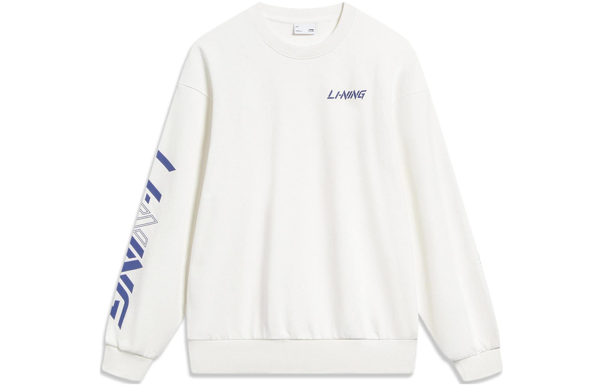 Li-Ning Sports Fashion Alphabet Logo Crewneck Sweatshirt White Unisex AWDT607-7