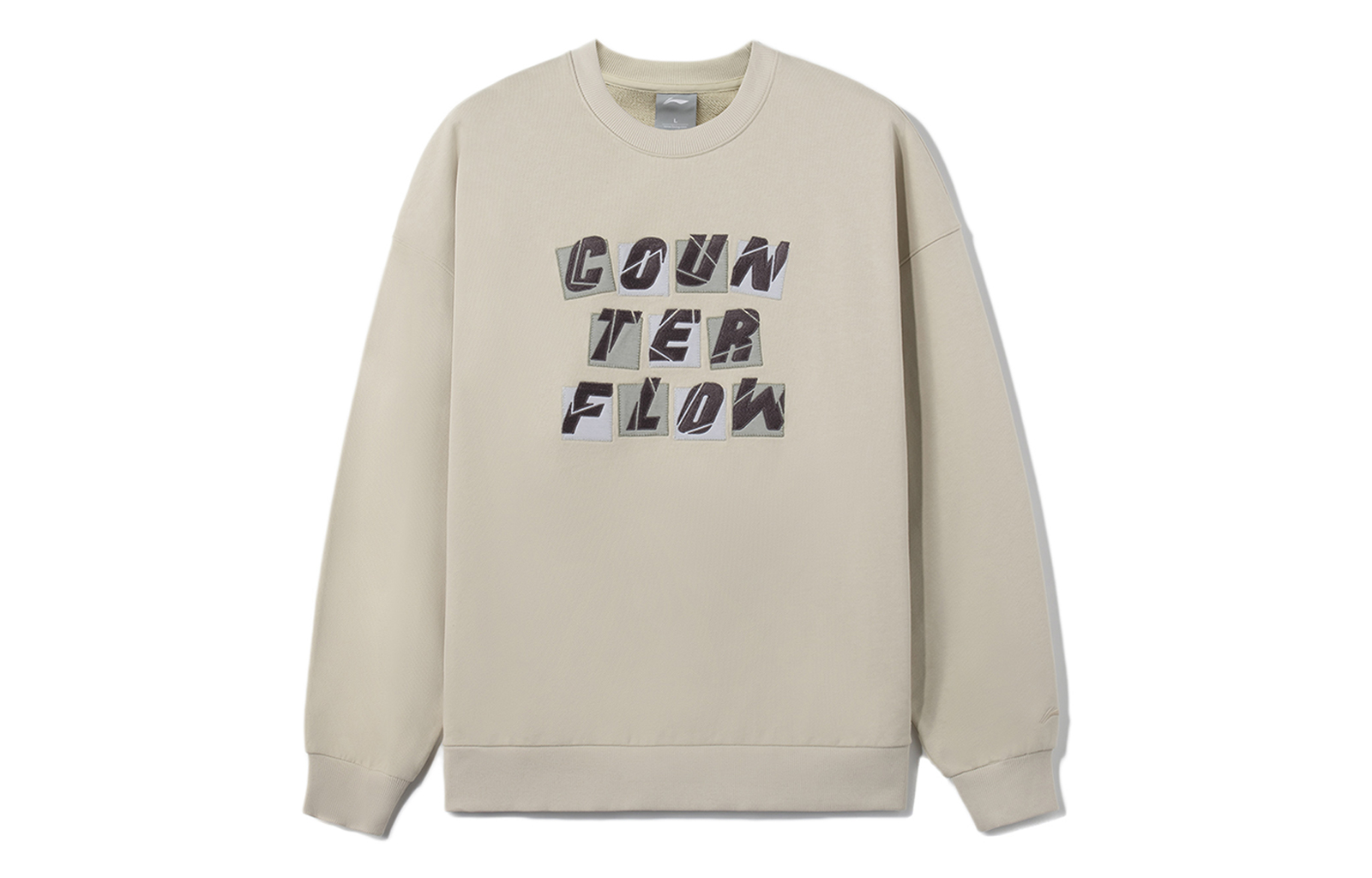 Li-Ning Sports Fashion Alphabet Print Crewneck Sweatshirt Yellow/Gray Unisex AWDRG52-3