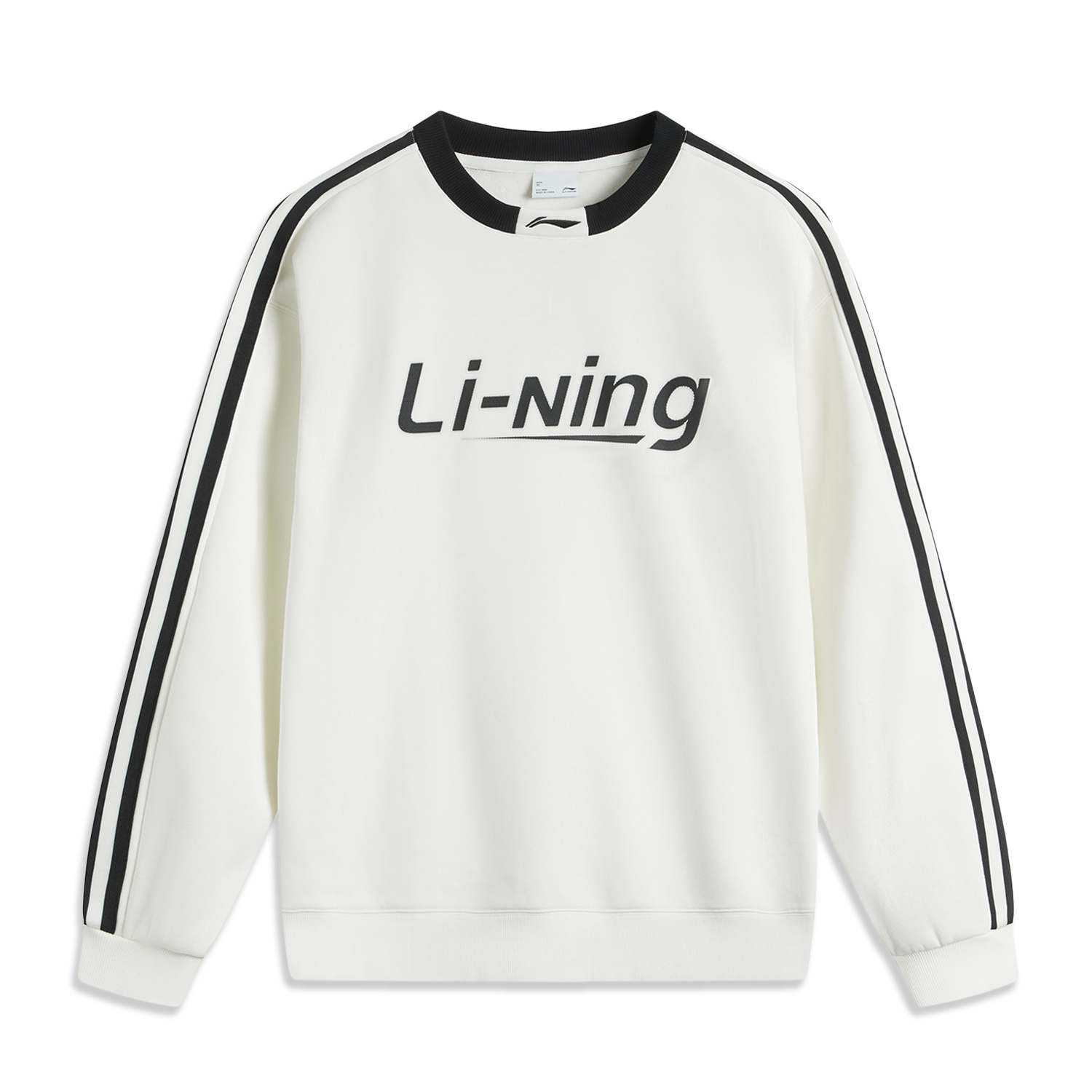 Li-Ning Sports Fashion Antibacterial Fleece Pullover Unisex Sweatshirt - Off-White AWDUB71-2