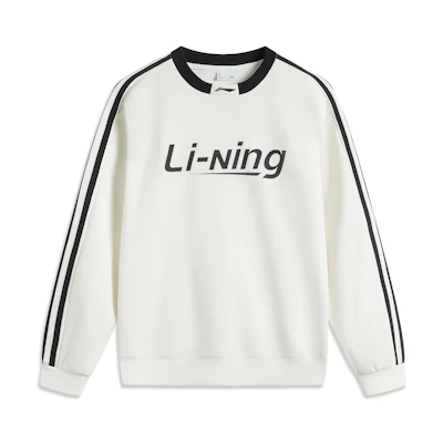 Li-Ning Sports Fashion Antibacterial Fleece Pullover Unisex Sweatshirt - Off-White AWDUB71-2