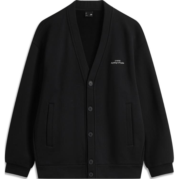 Li-Ning Sports Fashion Black Fleece-Lined Unisex Casual Jacket AWDUA15-4