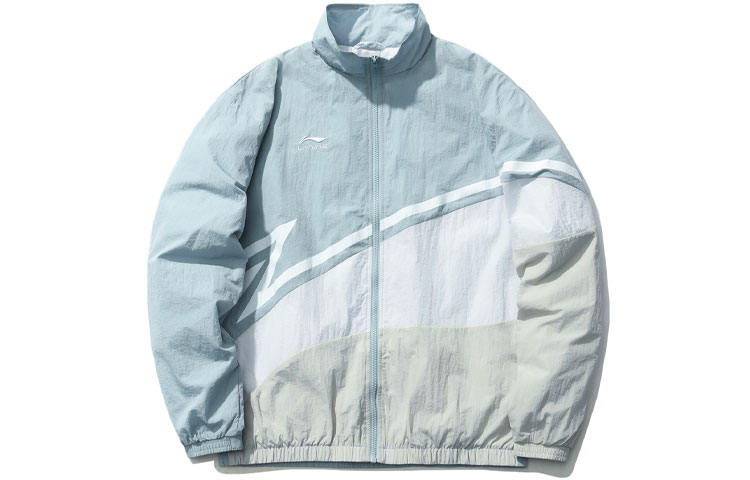Li-Ning Sports Fashion Colorblock Logo Jacket Unisex Blue Gray AJDQ036-7