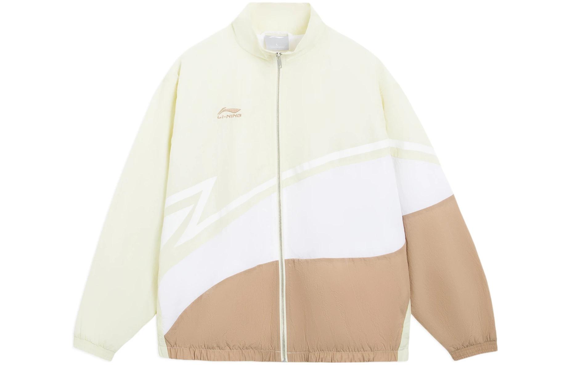 Li-Ning Sports Fashion Colorblock Logo Loose Fit Jacket Unisex - Off White AJDQ036-9