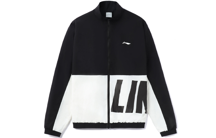 Li-Ning Sports Fashion Colorblock Logo Loose Jacket Unisex Black/White AJDR484-3