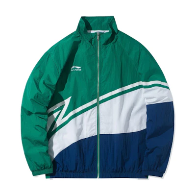 Li-Ning Sports Fashion Colorblock Logo Loose Track Jacket Green Unisex AJDQ036-5