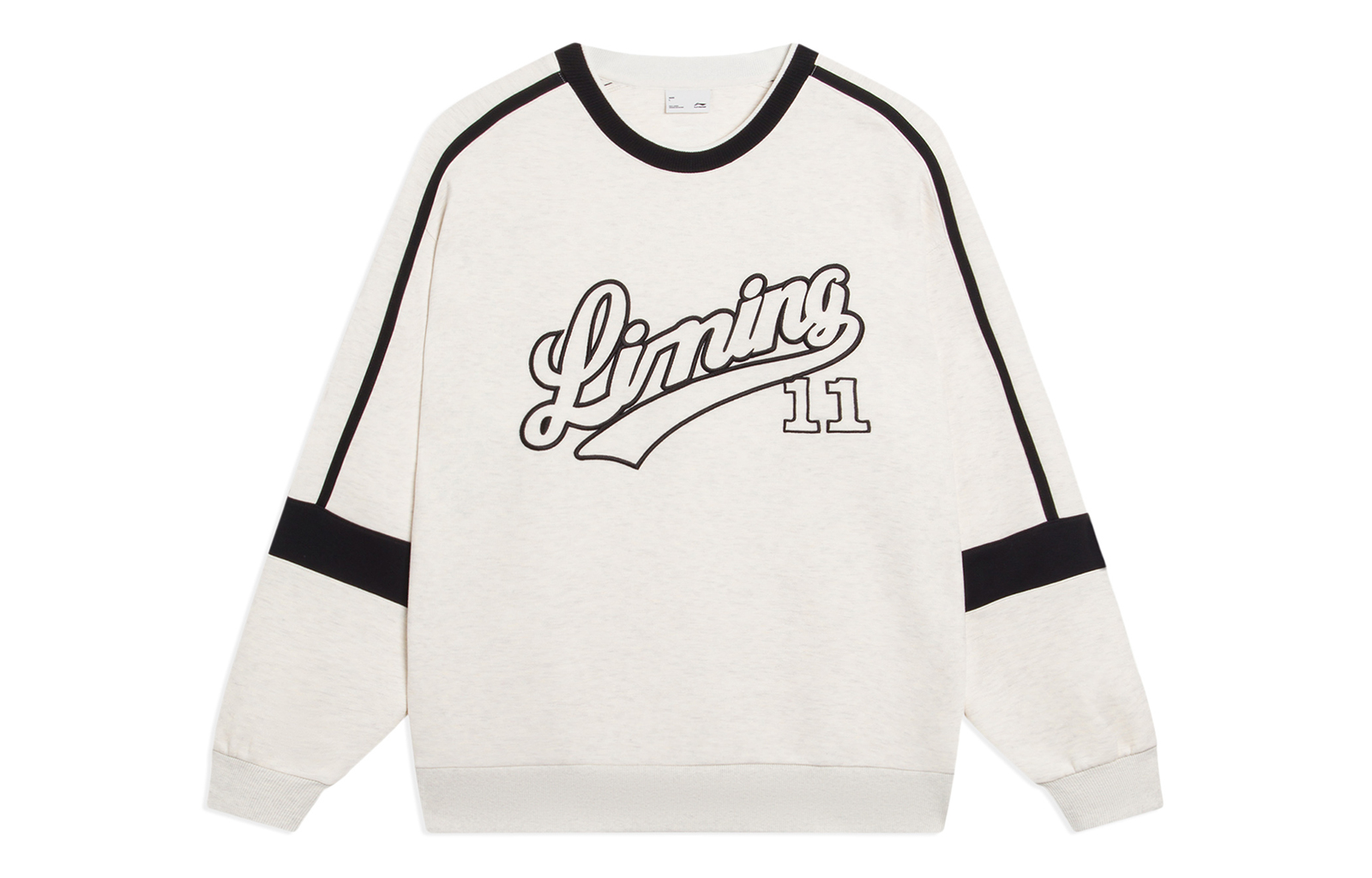 Li-Ning Sports Fashion Colorblock Logo Print Loose Crewneck Sweatshirt Grey AWDT335-1