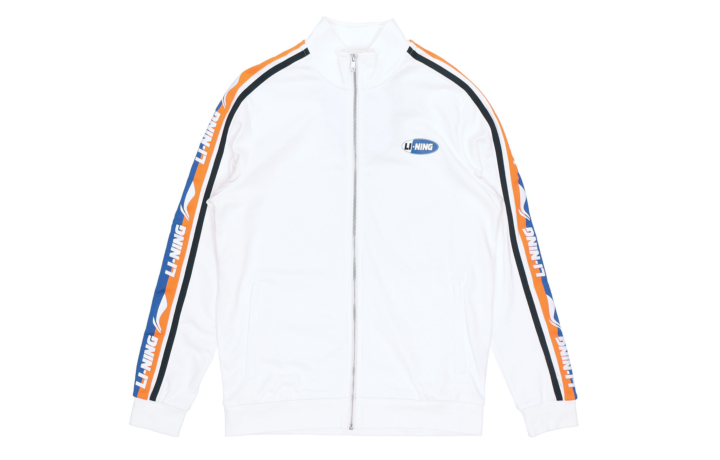 Li-Ning Sports Fashion Colorblock Logo Zip-Up Jacket Unisex Off-White Sweater AWDQ368-4