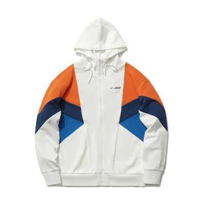 Li-Ning Sports Fashion Colorblock Loose Hoodie Jacket Unisex Off-White AWDR370-1
