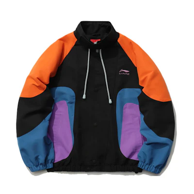 Li-Ning Sports Fashion Colorblock Loose Track Jacket Black () AJDR197-2