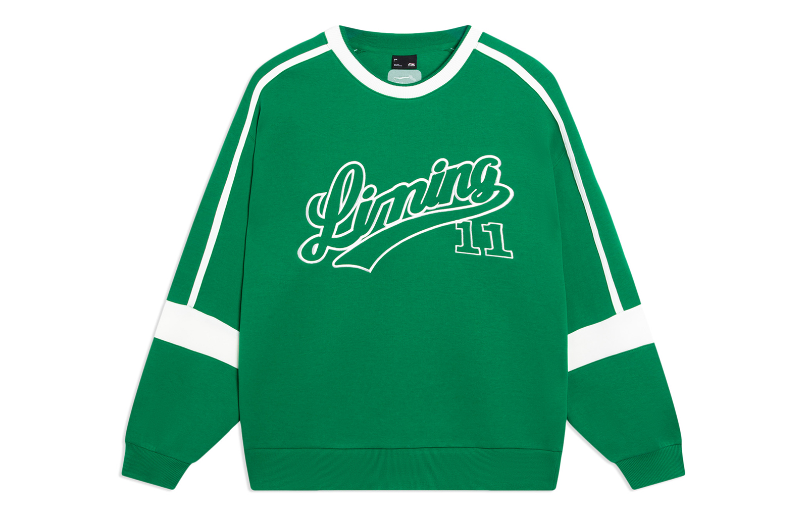Li-Ning Sports Fashion Colorblock Pullover Sweatshirt Unisex Cold Pine Green AWDT335-2