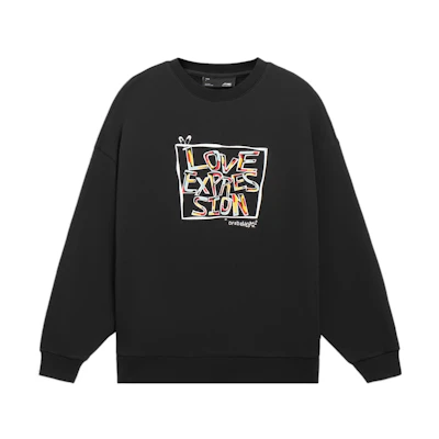 Li-Ning Sports Fashion Colorful Letter Print Pullover Sweatshirt Black Unisex AWDS545-4