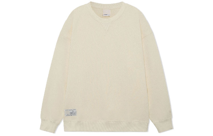 Li-Ning Sports Fashion Crewneck Pullover Sweatshirt Unisex White Minimalist Design AWDR863-1