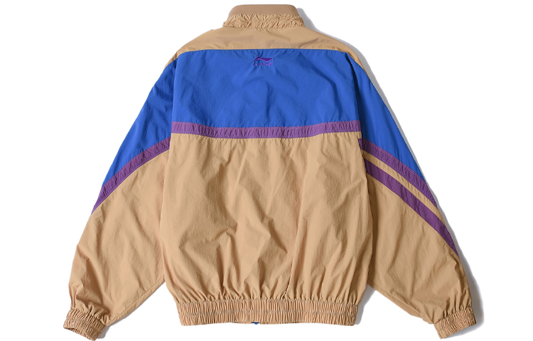 Lookbook Li-Ning Jaket Pria Fashion Logo Bordir Colorblock Biru Coklat Deer AJDR231-3