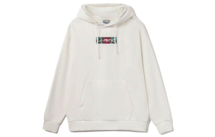 Li-Ning Sports Fashion Embroidered Logo Fleece Sweatshirt Unisex - Off-White AWDRD42-1