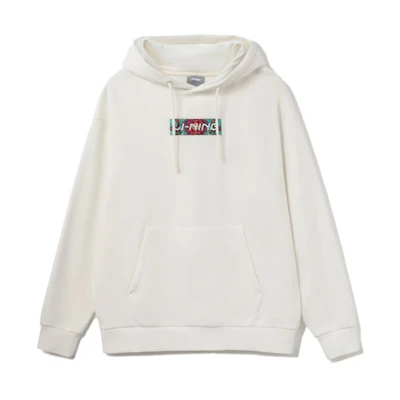 Li-Ning Sports Fashion Embroidered Logo Fleece Sweatshirt Unisex - Off-White AWDRD42-1