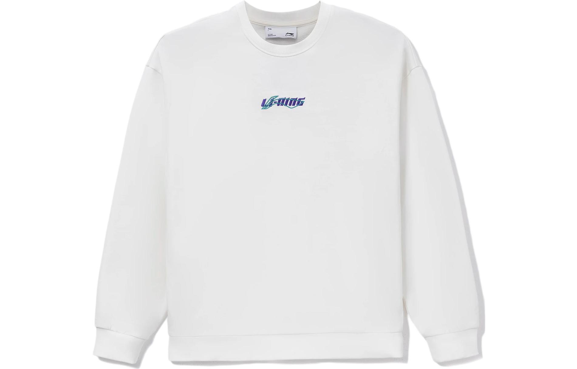Li-Ning Sports Fashion Embroidered Logo Sweatshirt Unisex White AWDS587-2