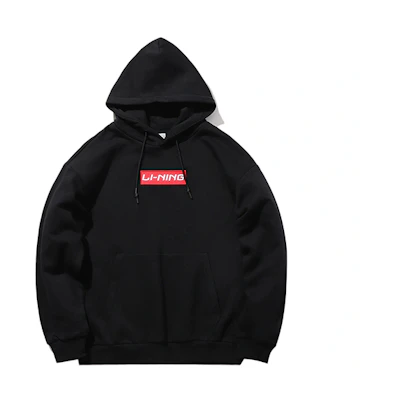Li-Ning Sports Fashion Fleece Hoodie Black Unisex Loose Fit AWDQD06-7