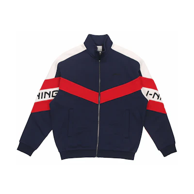 Li-Ning Sports Fashion Fleece Jacket Unisex Ink Blue Stand Collar AWDRE29-3