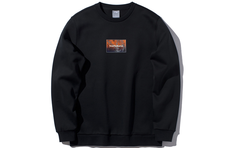 Li-Ning Sports Fashion Fleece Pullover Sweatshirt Black AWDP619-4