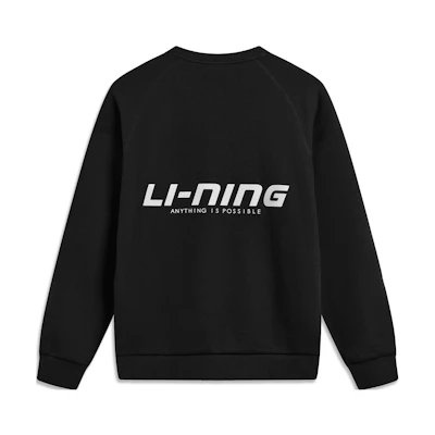 Li-Ning Sports Fashion Fleece Reflective Pullover Sweatshirt Unisex Black AWDTB41-6