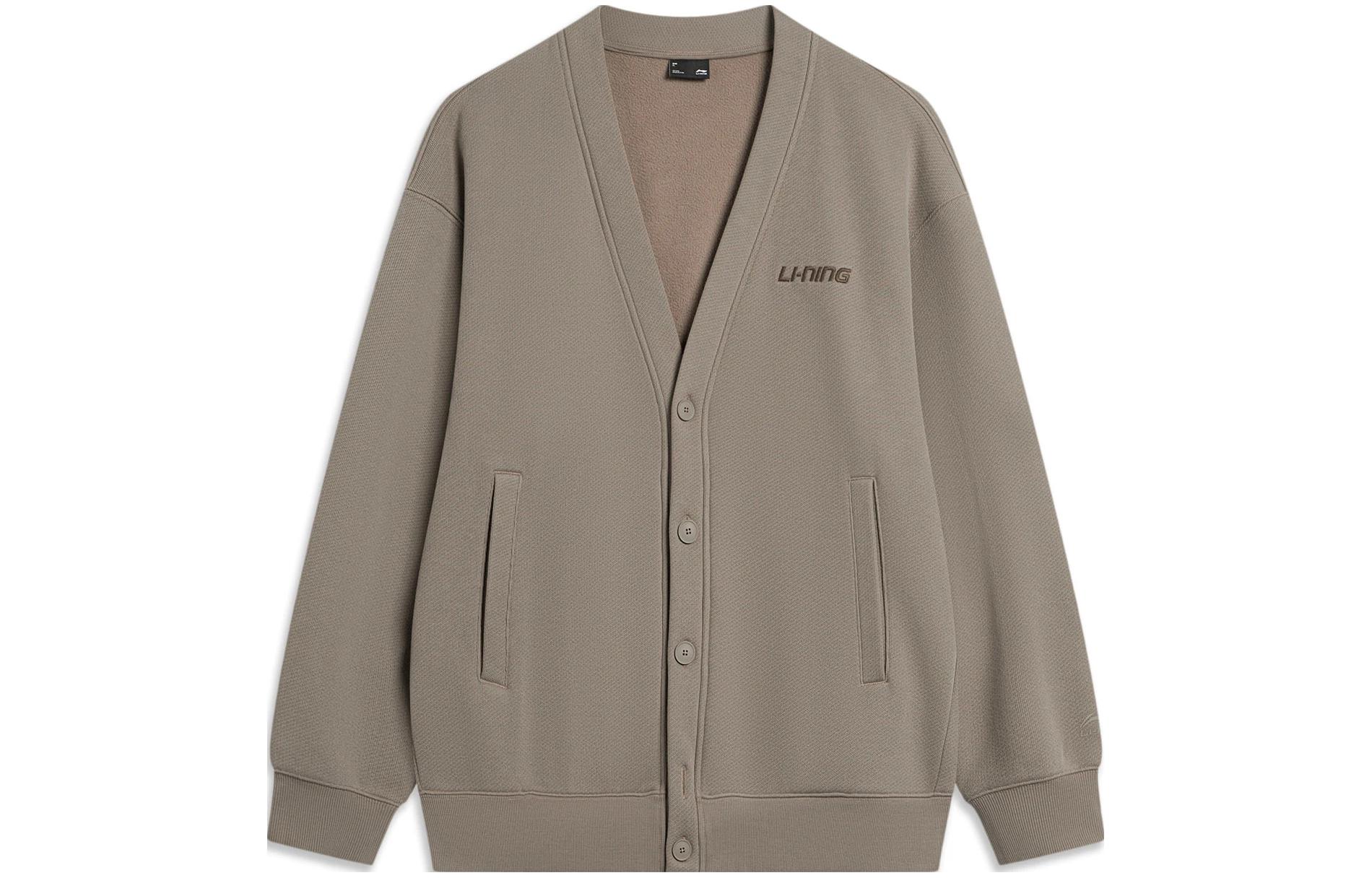 Li-Ning Sports Fashion Fleece Sweatshirt Brown Unisex Letter Print AWDTB65-5