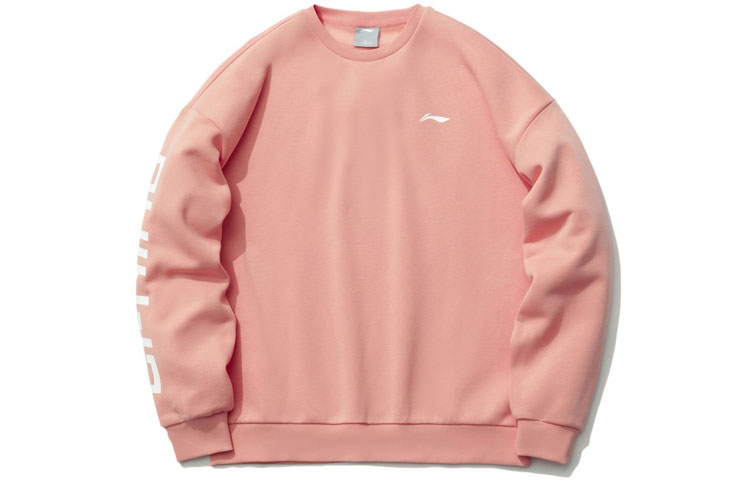 Li-Ning Sports Fashion Fleece Sweatshirt Unisex Pullover Vibrant Orange Pink AWDP932-23