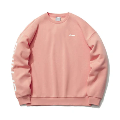 Li-Ning Sports Fashion Fleece Sweatshirt Unisex Pullover Vibrant Orange Pink AWDP932-23