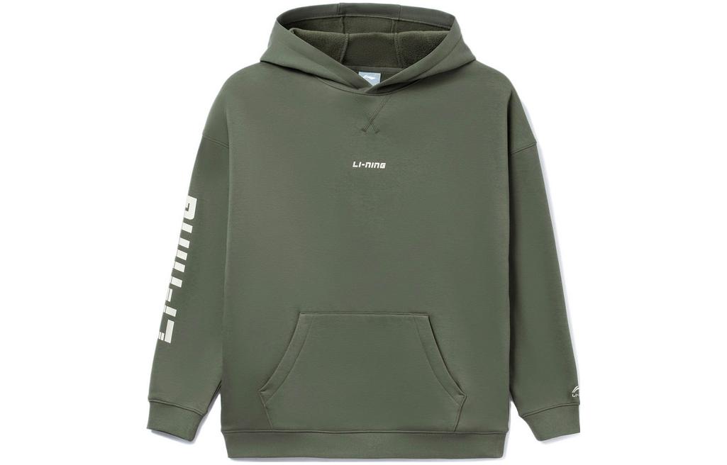 Li-Ning Sports Fashion Green Logo Print Pullover Sweatshirt Long Sleeve AWDRC11-3