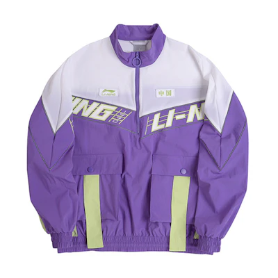 Li-Ning Sports Fashion Half-Zip Jacket White Purple拼 AFDQ189-1
