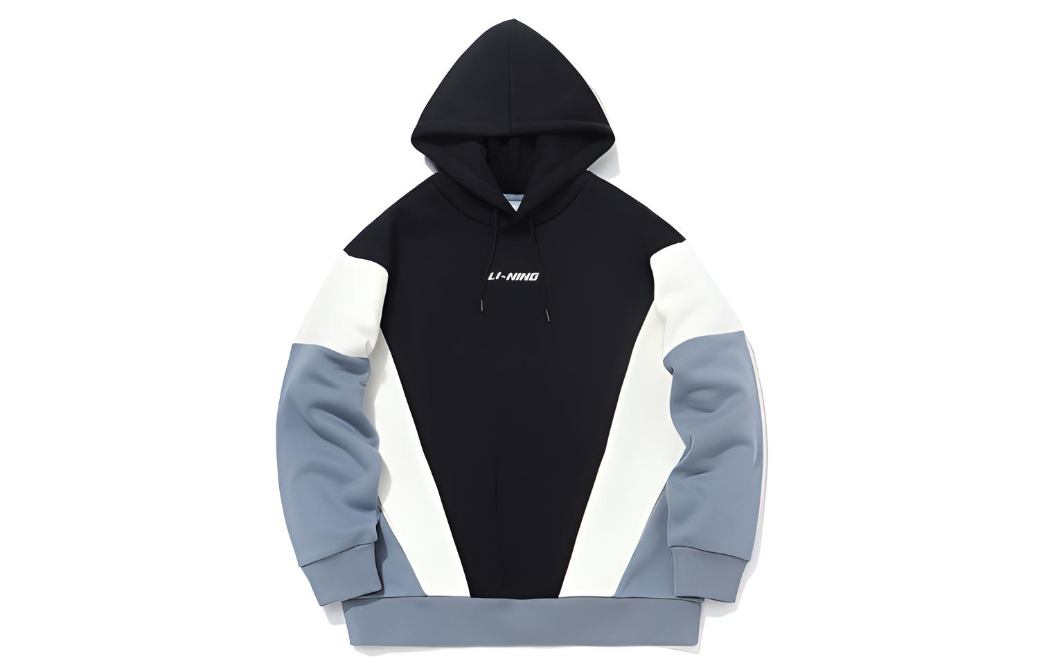 Li-Ning Sports Fashion Hoodie Black Unisex Fleece Winter Pullover AWDQ702-6