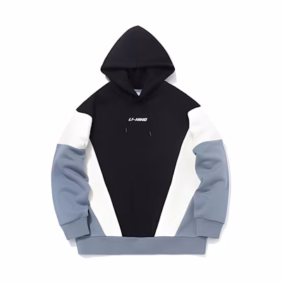 Li-Ning Sports Fashion Hoodie Black Unisex Fleece Winter Pullover AWDQ702-6
