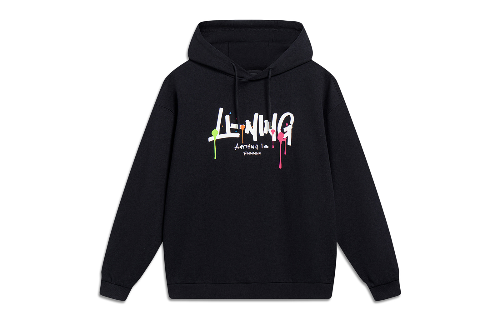 Li-Ning Sports Fashion Hoodie Black Unisex with Letter Print Design AWDT559-2