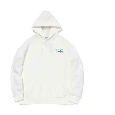Li-Ning Sports Fashion Hoodie Unisex White - Casual Oversized Pullover AWDQB38-11