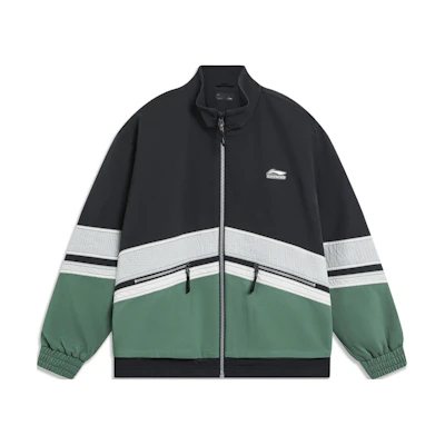 Li-Ning Sports Fashion Knit Jacket Black/Deep Green Colorblock Design AJDT623-3