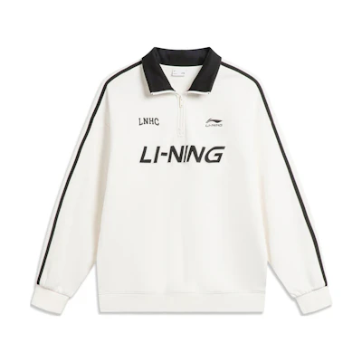 Li-Ning Sports Fashion Letter Print Fleece Pullover Unisex Sweater Off-White AWDTB35-1