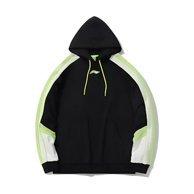 Li-Ning Sports Fashion Logo Colorblock Sweatshirt Unisex Black Green AWDQ258-2