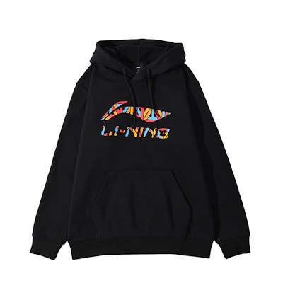 Li-Ning Sports Fashion Logo Hoodie Black Unisex Casual Fleece Pullover YWDT337-1