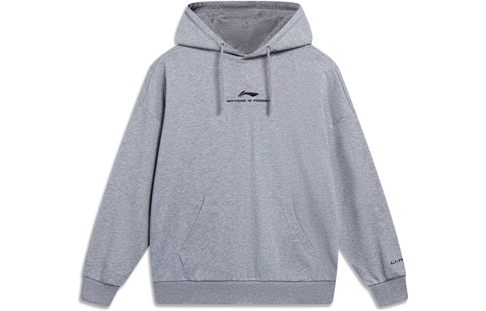 Li-Ning Sports Fashion Logo Hoodie Unisex Light Gray AWDT597-3