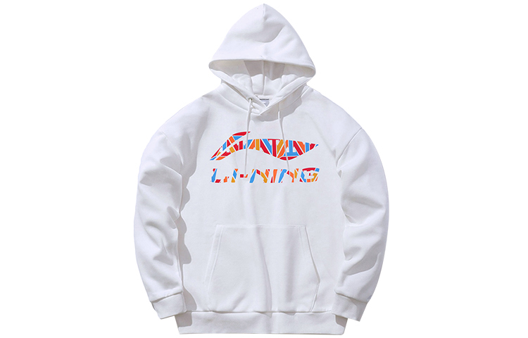 Li-Ning Sports Fashion Logo Hoodie Unisex Long-Sleeve Sweatshirt White AWDS441-2