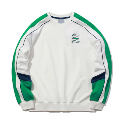 Li-Ning Sports Fashion Logo Print Colorblock Pullover Unisex Hoodie - White AWDQ262-1