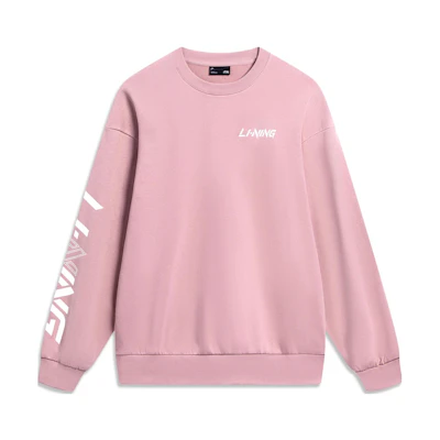 Li-Ning Sports Fashion Logo Print Crewneck Sweatshirt Pink Unisex AWDT607-5