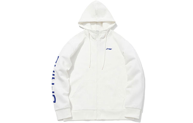 Li-Ning Sports Fashion Logo Print Fleece Hoodie Jacket Unisex Off-White AWDPD23-12