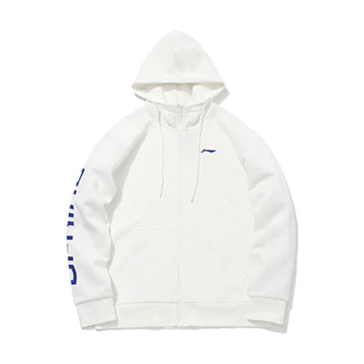 Li-Ning Sports Fashion Logo Print Fleece Hoodie Jacket Unisex Off-White AWDPD23-12