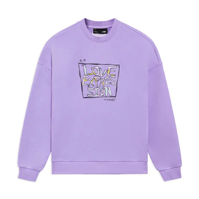 Li-Ning Sports Fashion Multicolor Letter Print Pullover Hoodie Unisex Light Purple AWDS545-3